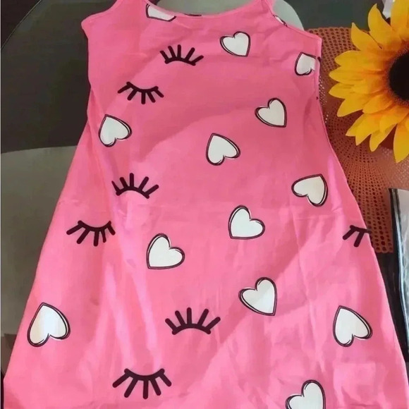 Women's Heart & Eyelash Print Sleep Dress - Size 4 - Picture 2 of 4